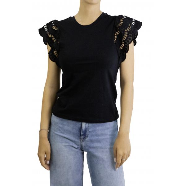 T shirt tinta unita con volant Only